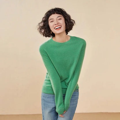 Pull femme col rond manches longues en maille
