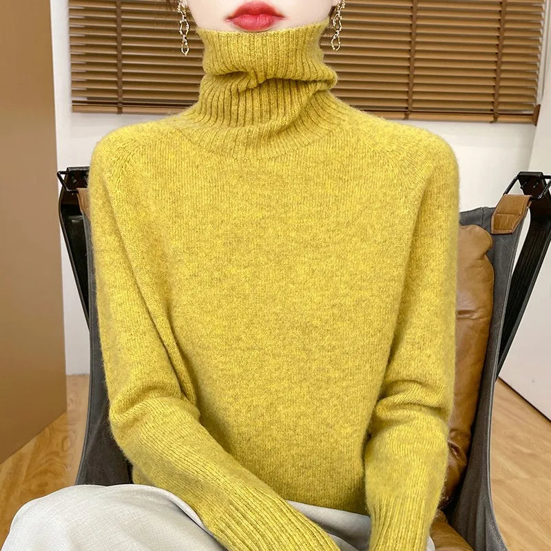Damen Rollkragenpullover mit langen Ärmeln - Kuscheliger Strickpullover