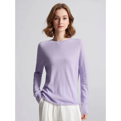 Pull à manches longues pour femme, col bateau, uni