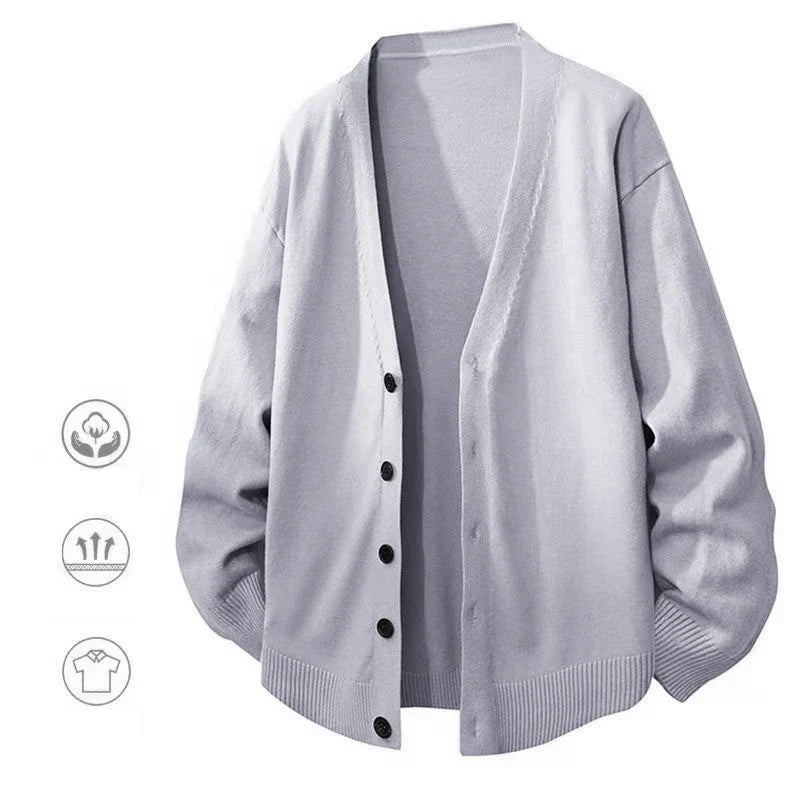 Cardigan da uomo, cardigan unisex con scollo a V, bottoni e polsini a coste, vestibilità oversize