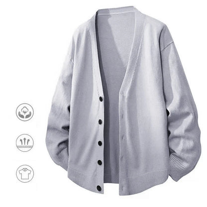Cardigan da uomo, cardigan unisex con scollo a V, bottoni e polsini a coste, vestibilità oversize