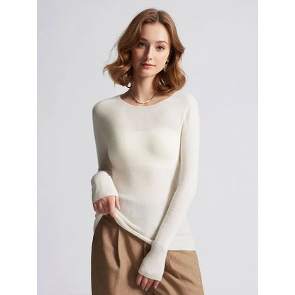 Damen Langarm Pullover Rundhals Rippstrick Optik Slim Fit