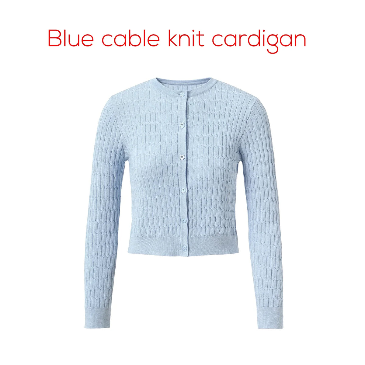 Damen Kurzstrickjacke Zopfmuster Hellblau