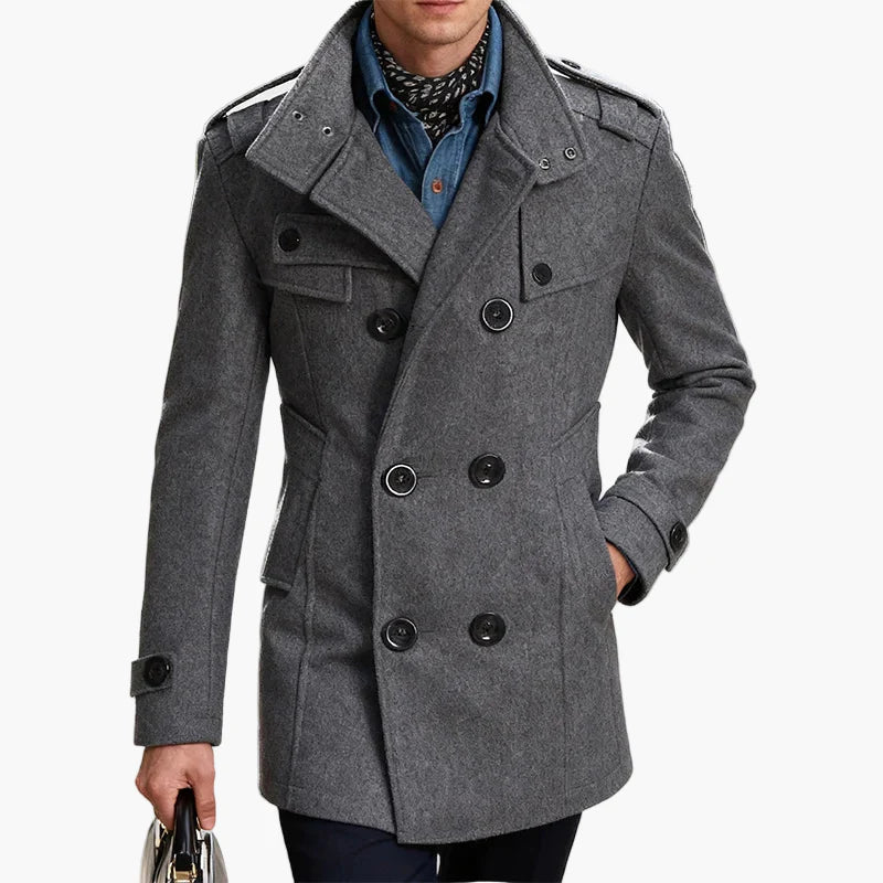 Heren dubbelrijige business mantel – Elegante winter peacoat voor kantoor & vrije tijd