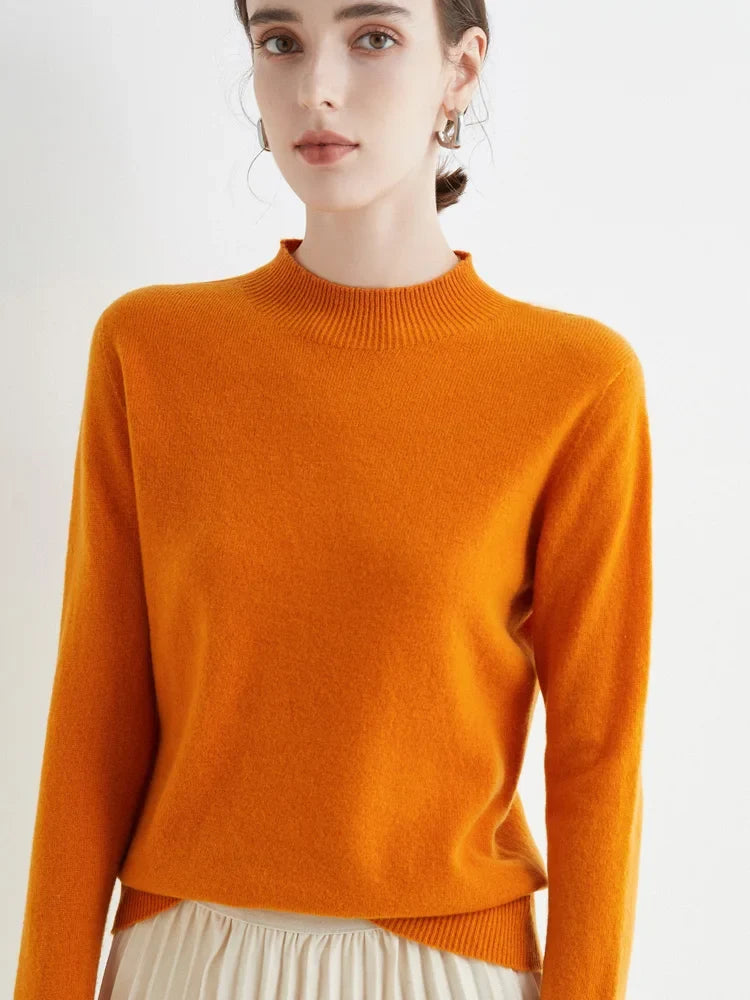 Damen Rollkragenpullover Strickpullover Einfarbig Langarm Weiches Material