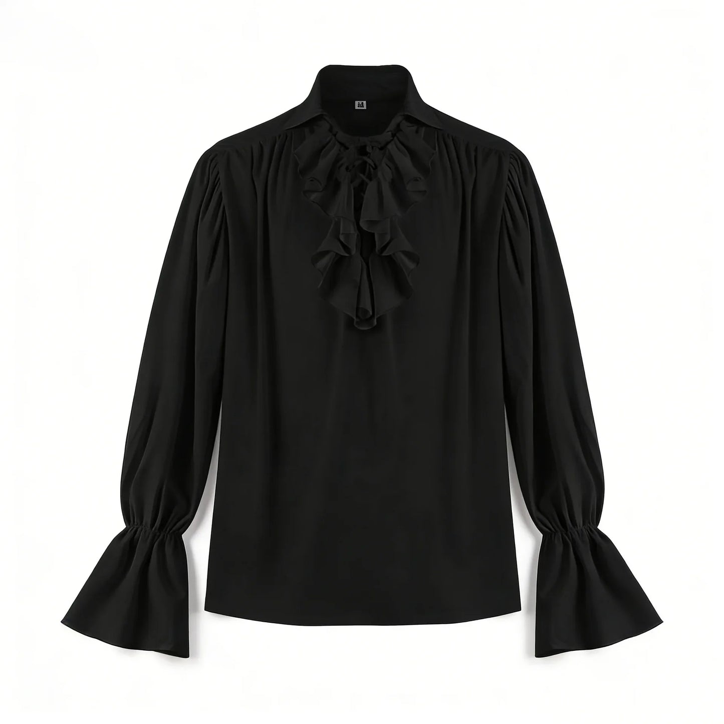 Ensemble pour homme composé d’une chemise traditionnelle à volants, d’un gilet traditionnel en velours et d’un pantalon en cuir