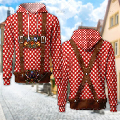 Sweat à capuche au design traditionnel avec imprimé de bretelles et de motifs
