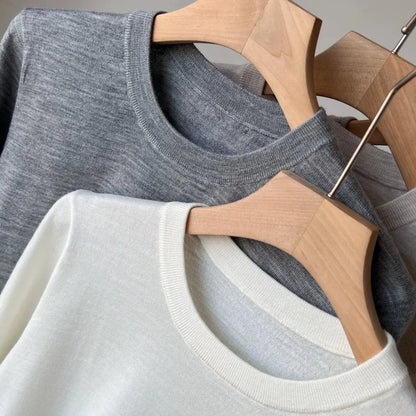 Unisex Langarm Pullover Rundhalsausschnitt Feinstrick Basic Sweater