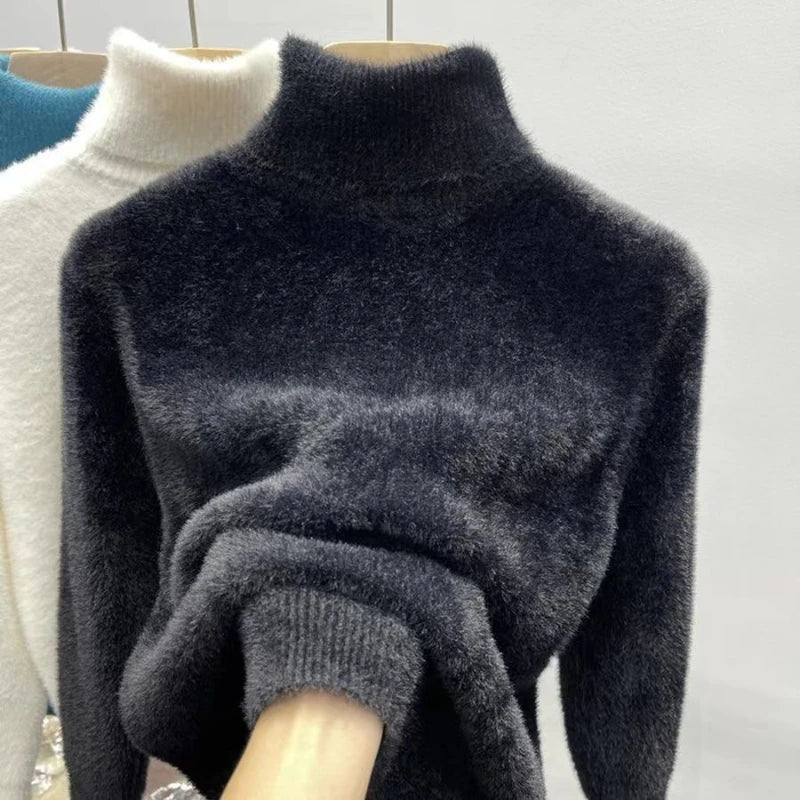 Dolcevita da donna, maglione lavorato a maglia, soffice, caldo e confortevole