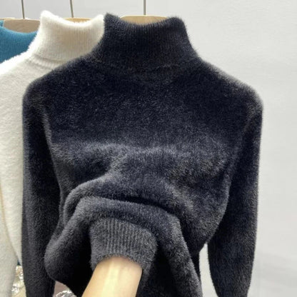 Dolcevita da donna, maglione lavorato a maglia, soffice, caldo e confortevole