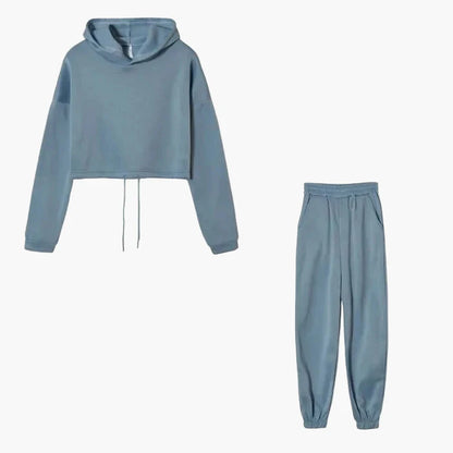 Tuta da tempo libero da donna due pezzi – Felpa con cappuccio alla moda e pantaloni da jogging per tutti i giorni e sport