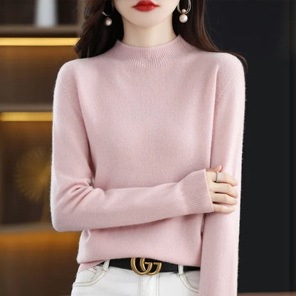 Damen Stehkragen Pullover Langarm Weicher Strick