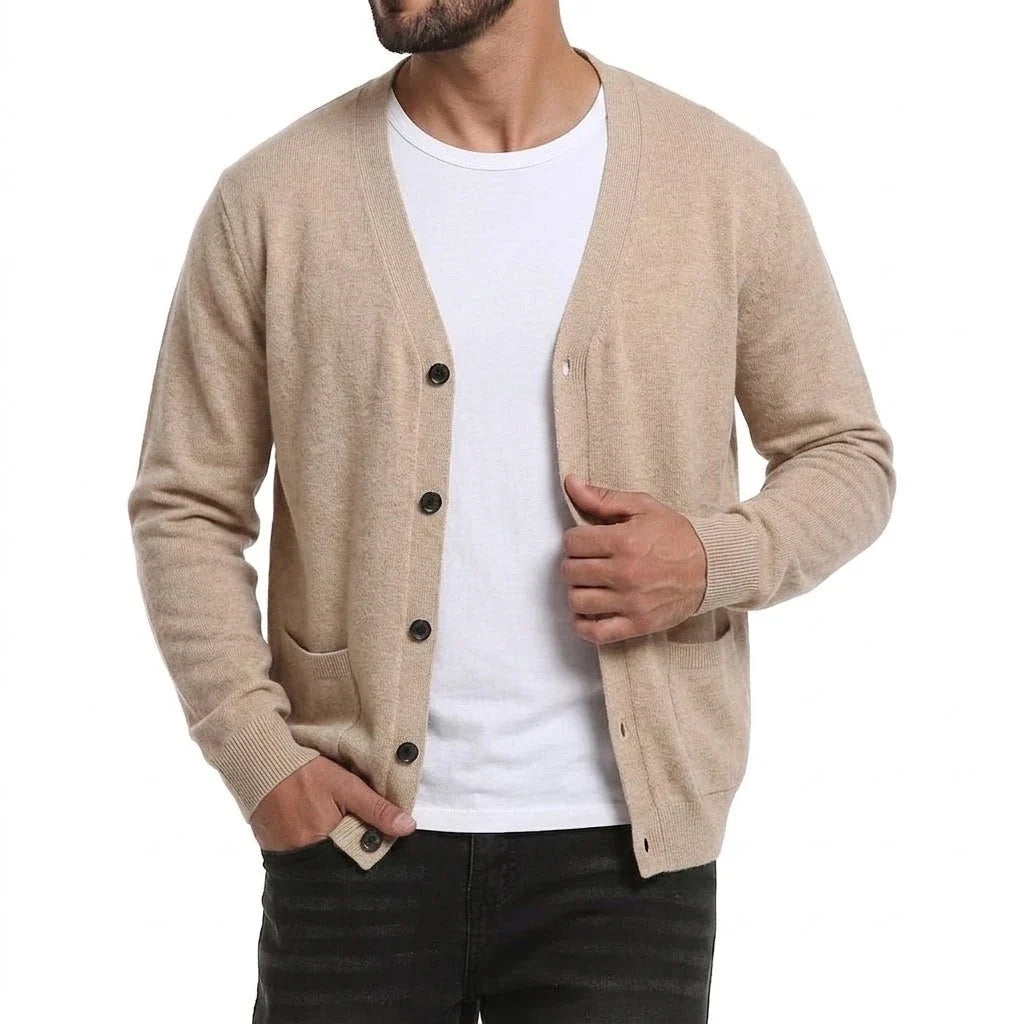 Cardigan da uomo con scollo a V e abbottonatura