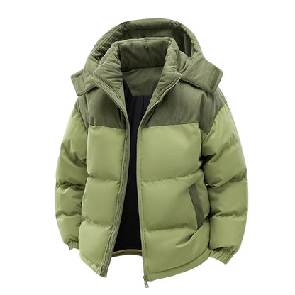 Chaqueta de invierno acolchada para hombre con capucha – Estilo urbano outdoor para días fríos