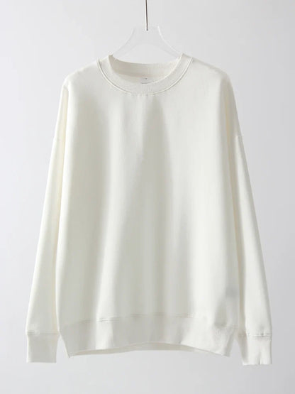 Felpa unisex oversize a maniche lunghe con scollo rotondo, tinta unita