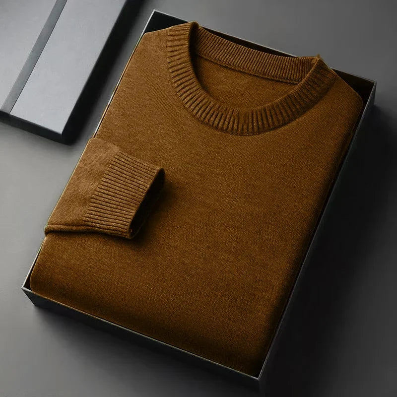 Unisex Basic Pullover Rundhals Langarm Strickpullover Einfarbig