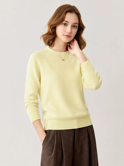 Damen Pullover Rundhalsausschnitt Langarm Strickpullover
