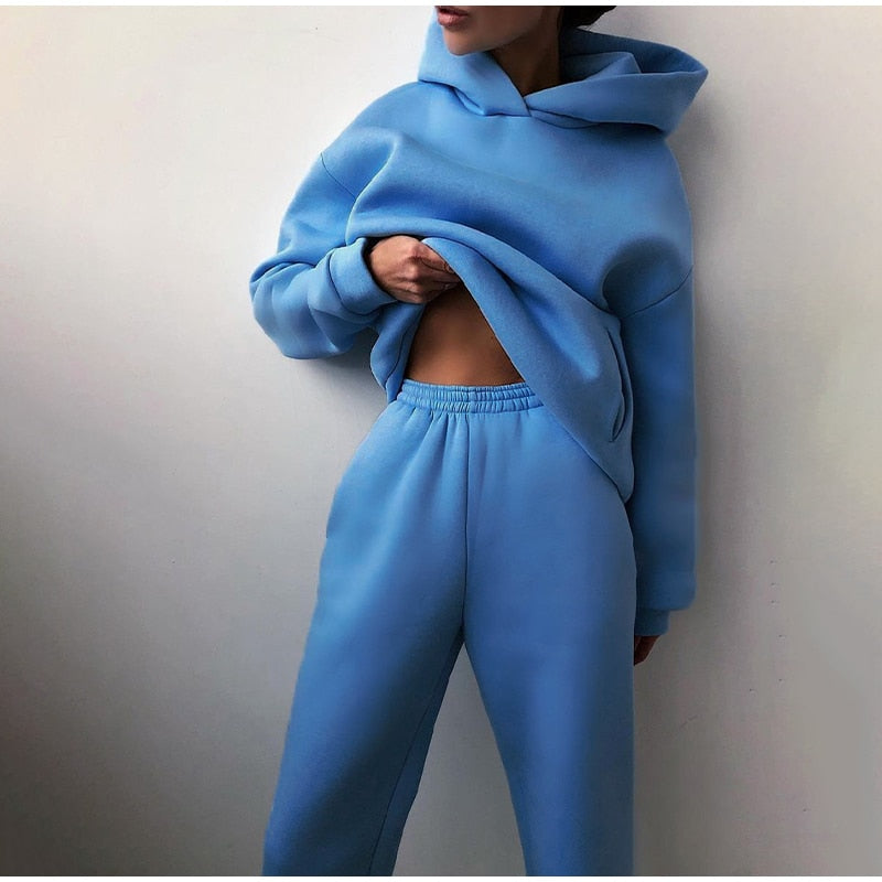 Dam Oversize Joggingset – Avslappnad Hoodie och Joggingbyxa för Fritid & Hemma