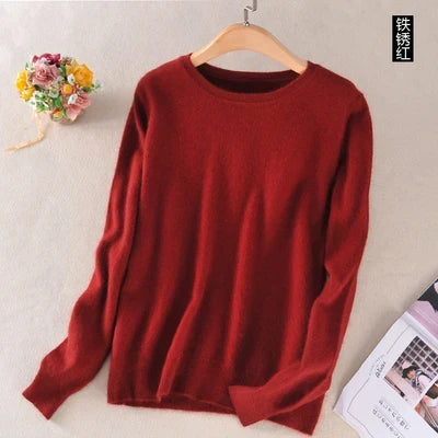 Pullover basic da donna a girocollo, a maniche lunghe, in maglia