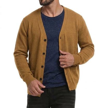 Cardigan da uomo con scollo a V e abbottonatura
