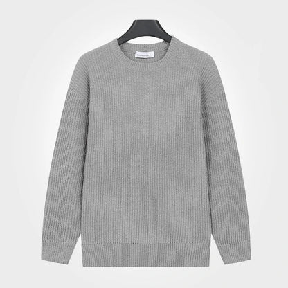 Herren Rippstrick Pullover Rundhals Langarm – Weich & Bequem