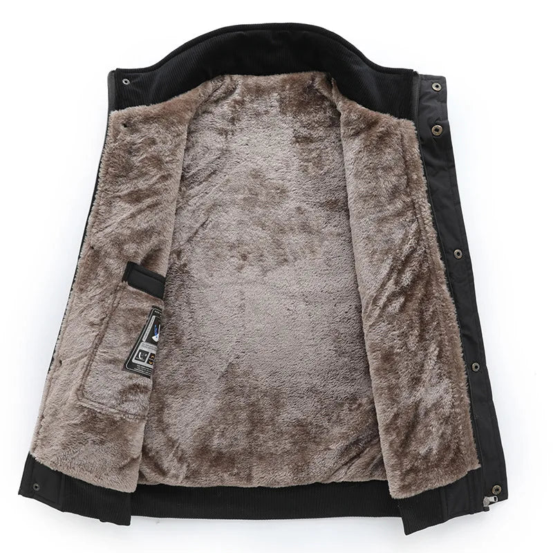 Gilet da uomo con fodera in teddy, collo alto, invernale, caldo e casual