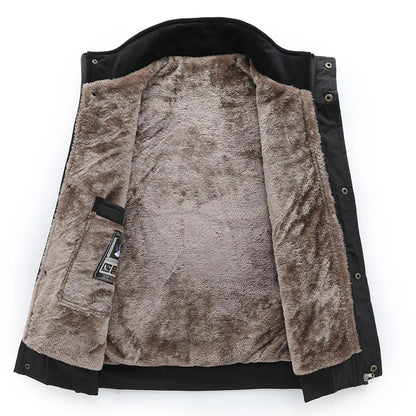 Gilet da uomo con fodera in teddy, collo alto, invernale, caldo e casual