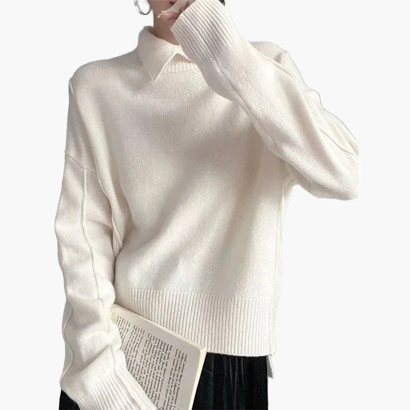 Damen Pullover mit Kragen – Eleganter Alltags-Strickpullover im modernen Design