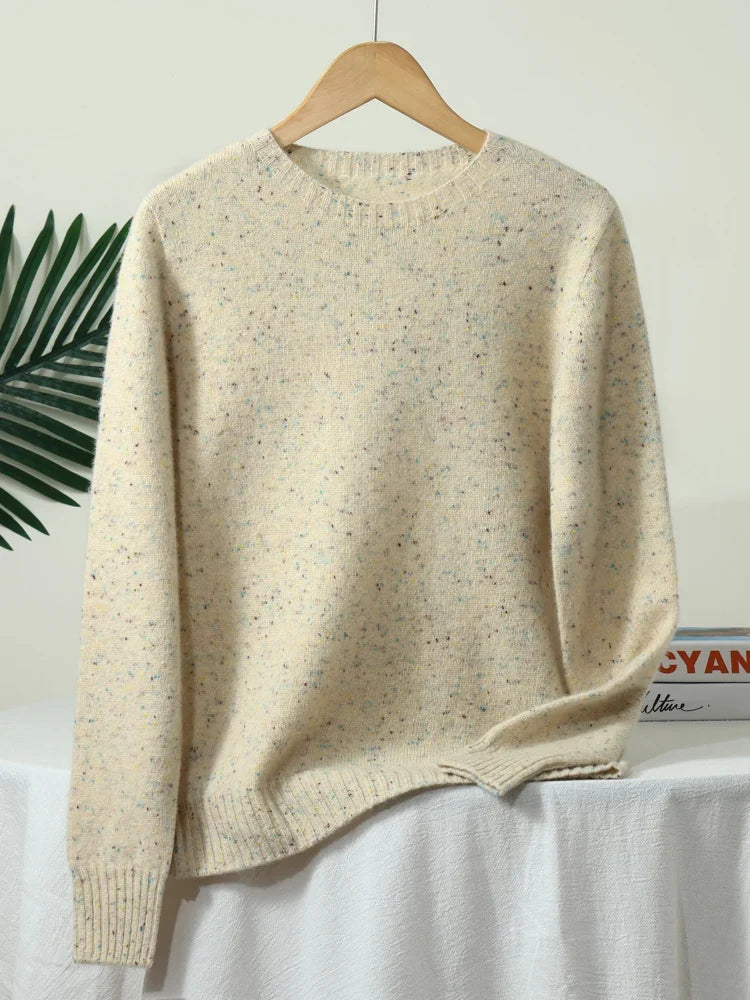 Maglione unisex a maniche lunghe con scollo rotondo e motivo mélange