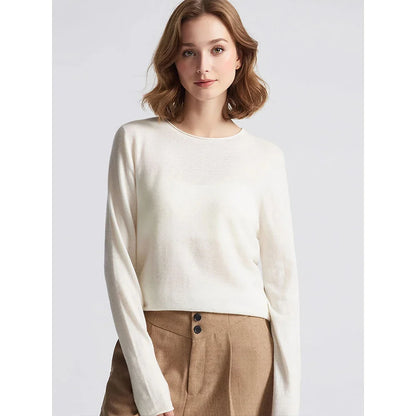 Pull à manches longues pour femme, col bateau, uni