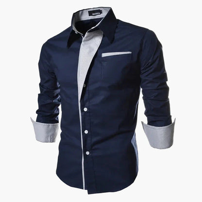 Herre business fritidsskjorte slim fit moderne langermet skjorte – Elegant stil for kontor og hverdag