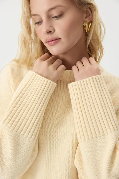 Damen Strickpullover Rundhalsausschnitt Oversize Langarm
