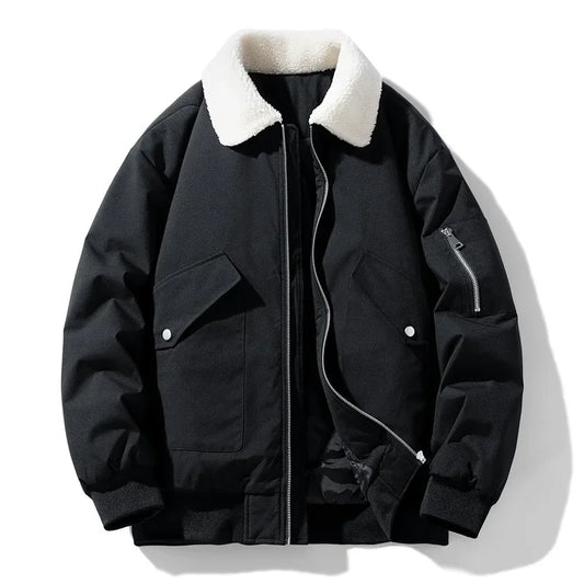 Chaqueta bomber de invierno para hombre con cuello teddy – Compañera de ocio y día a día a la moda