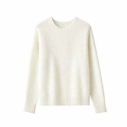 Damen Pullover Rundhalsausschnitt Langarm Strickpullover