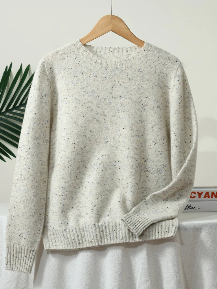 Maglione unisex a maniche lunghe con scollo rotondo e motivo mélange
