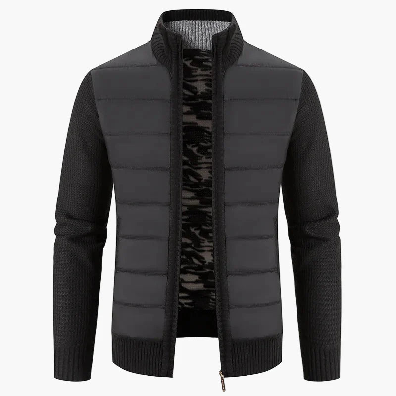 Herre quiltet jakke i urban casual look – Komfortabel fritids-zipper med strikkede ærmer