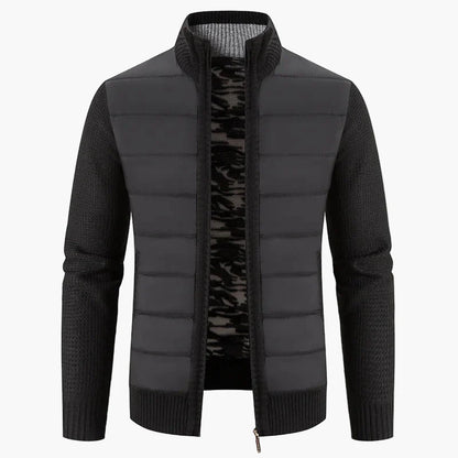 Herre quiltet jakke i urban casual look – Komfortabel fritids-zipper med strikkede ærmer
