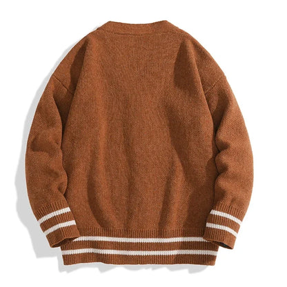 Cardigan med V-hals og striber, unisex