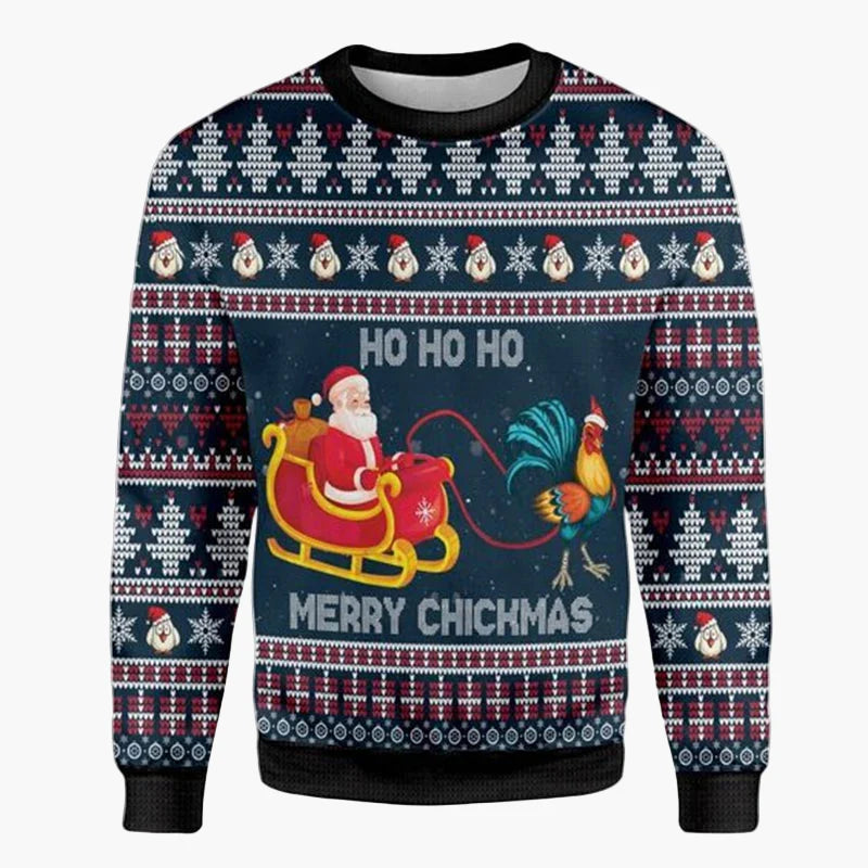 Herren Ugly Christmas Sweater Biker Santa – Lustiger Weihnachts-Pullover im Motorrad-Design