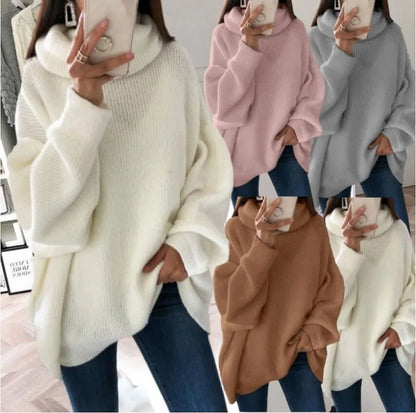 Damski oversize sweter z golfem – swobodny styl na jesień i zimę