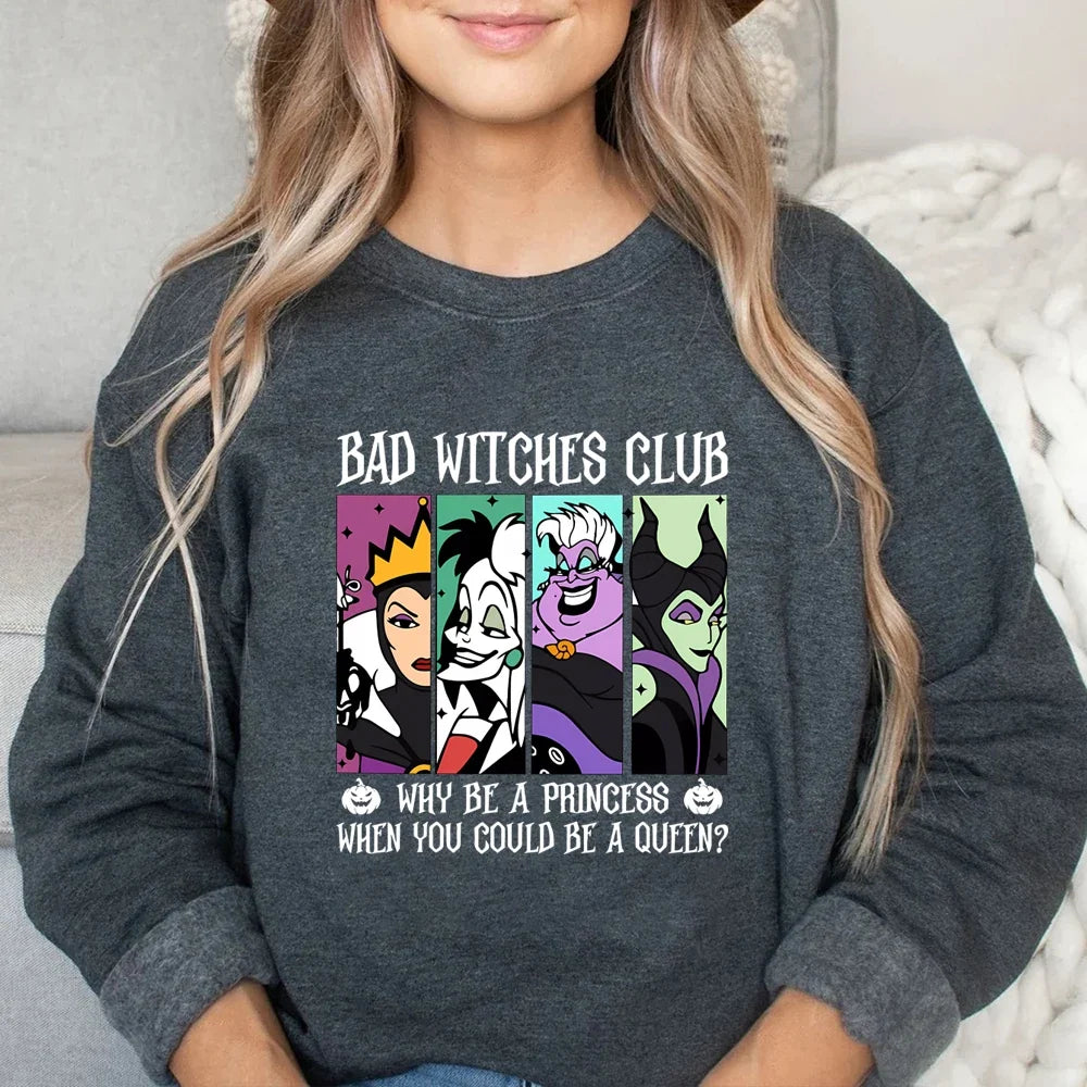 Bad Witches Club Sweatshirt für Damen, bedruckt, Rundhalsausschnitt