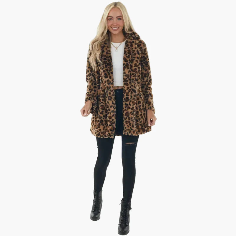 Damen Mantel im trendigen Leopardenmuster – Stylischer Wintermantel für Alltag und Ausgehen