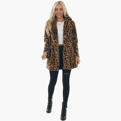 Damen Mantel im trendigen Leopardenmuster – Stylischer Wintermantel für Alltag und Ausgehen