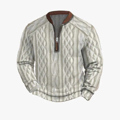 Pull homme style vintage avec demi-fermeture éclair – Pull décontracté élégant pour quotidien et extérieur
