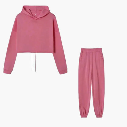 Tuta da tempo libero da donna due pezzi – Felpa con cappuccio alla moda e pantaloni da jogging per tutti i giorni e sport
