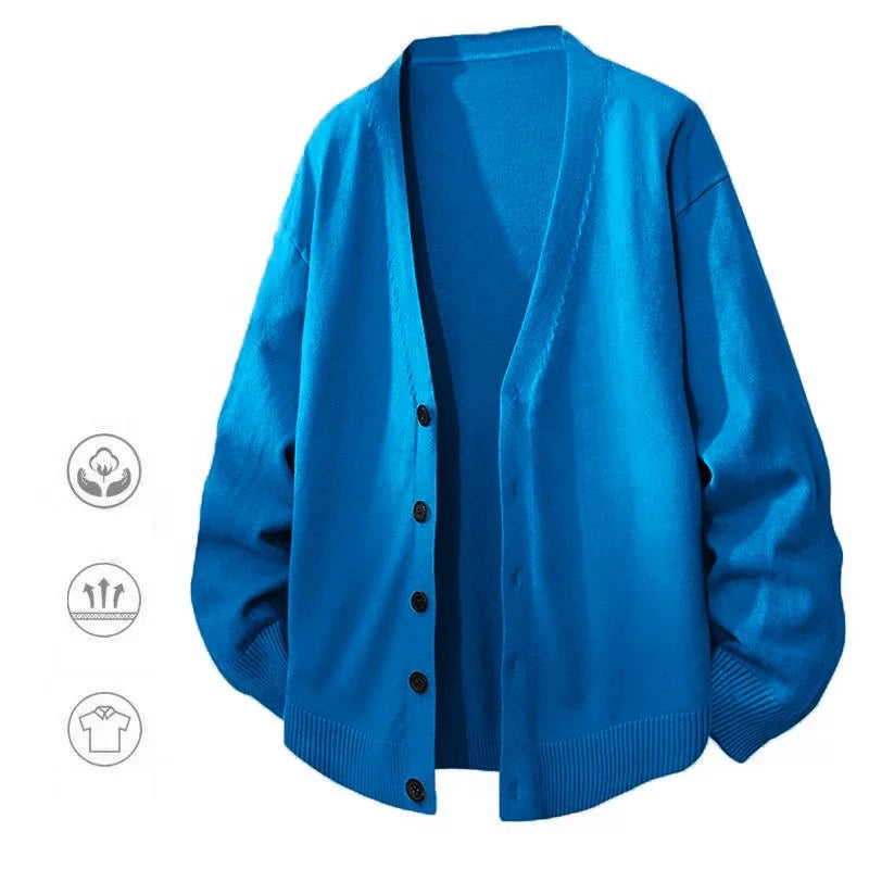 Cardigan da uomo, cardigan unisex con scollo a V, bottoni e polsini a coste, vestibilità oversize