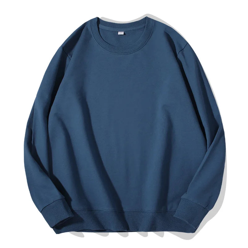 Sudadera unisex de manga larga con cuello redondo, colores lisos