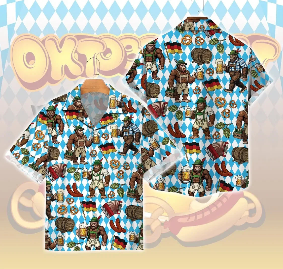 Chemise à manches courtes avec motif Oktoberfest et aspect à bretelles pour homme
