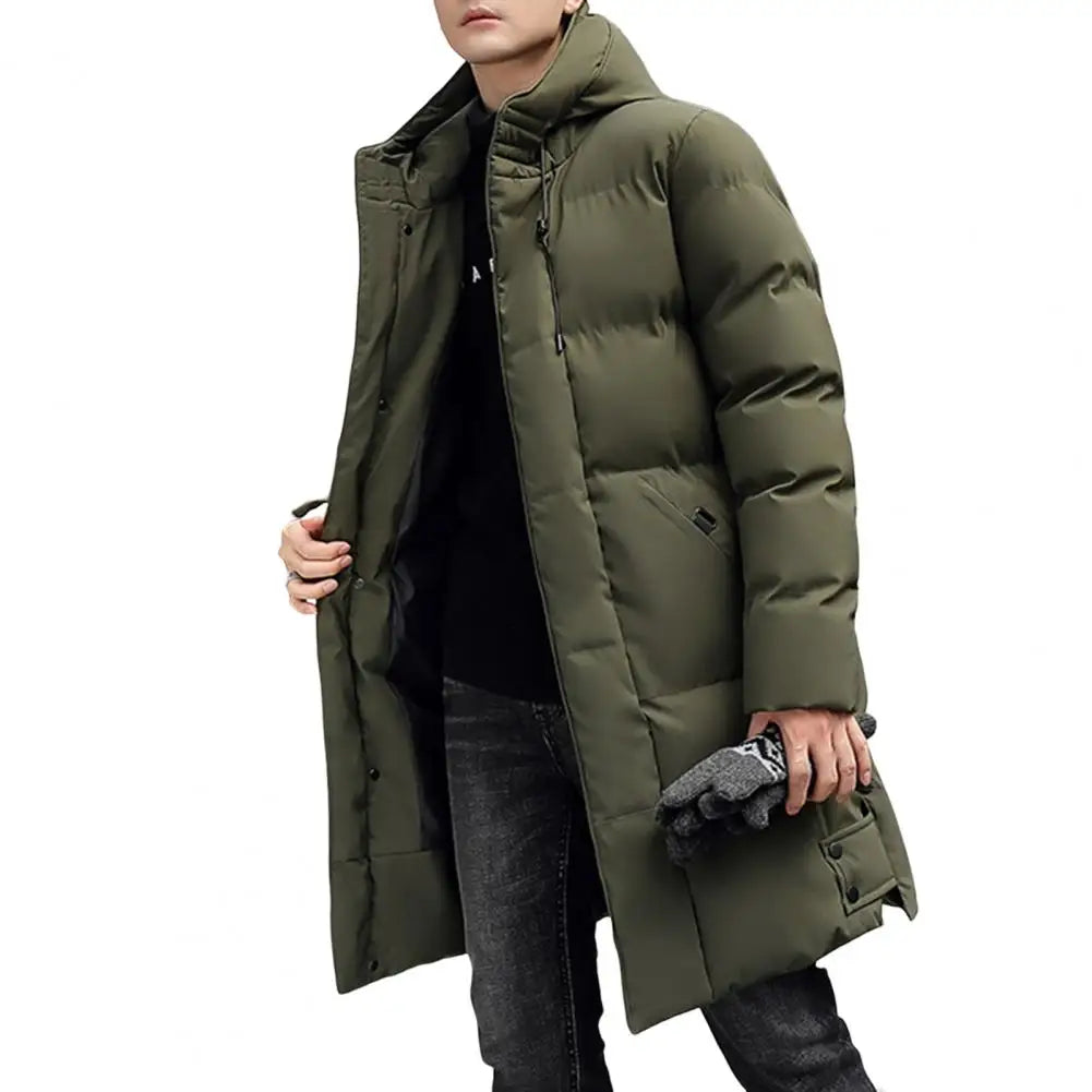 Herren Langer Steppmantel mit Kapuze Warm Winter