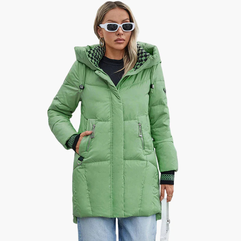 Damen Winter Steppmantel mit Kapuze – Modischer Alltagsmantel für kalte Tage
